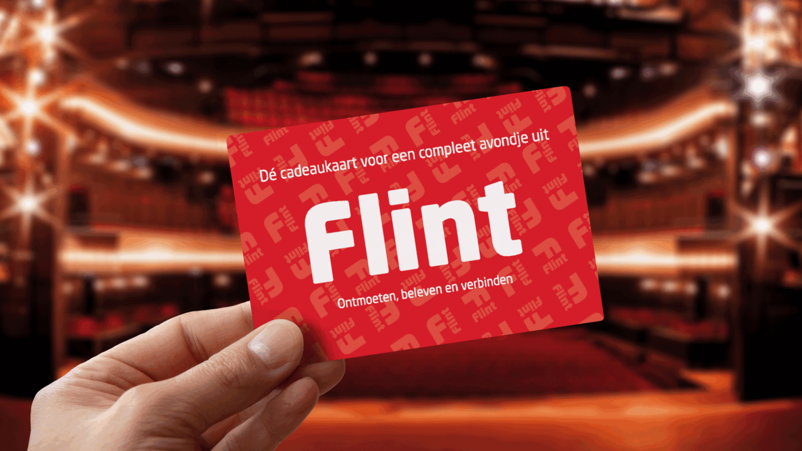 Promobeeld van de Flint Cadeaukaart in de Theaterzaal van Flint Theater Amersfoort